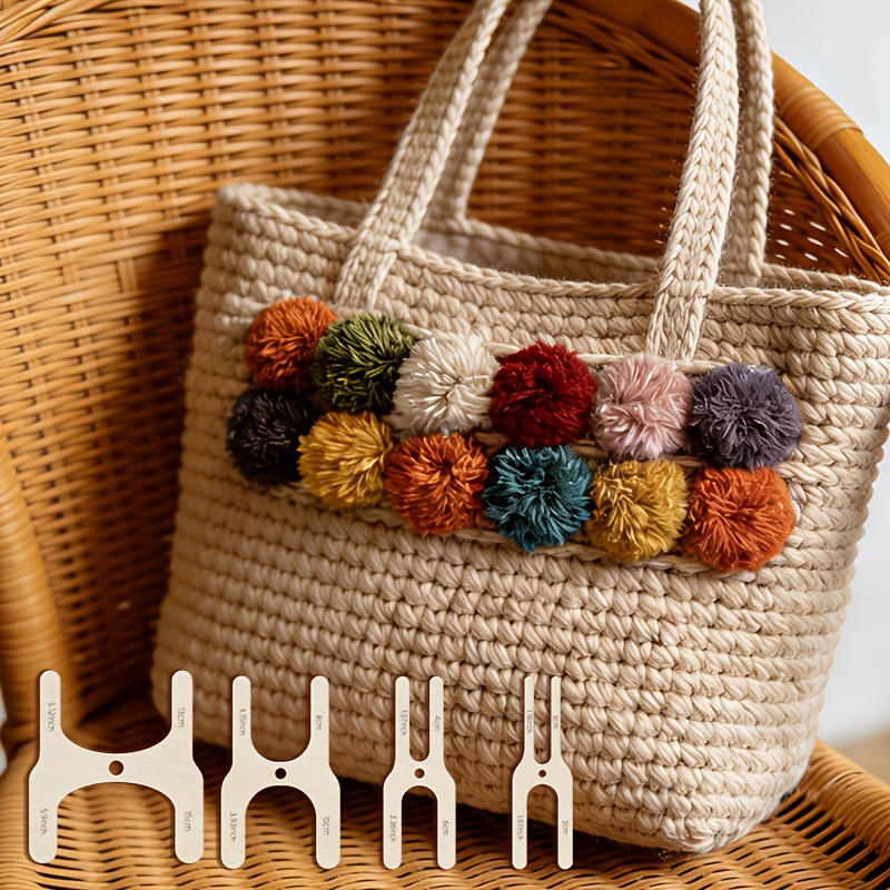 Pom Pom Maker Tool - 4-delige houten pomponmakerset, 4 maten, doe-het-zelf