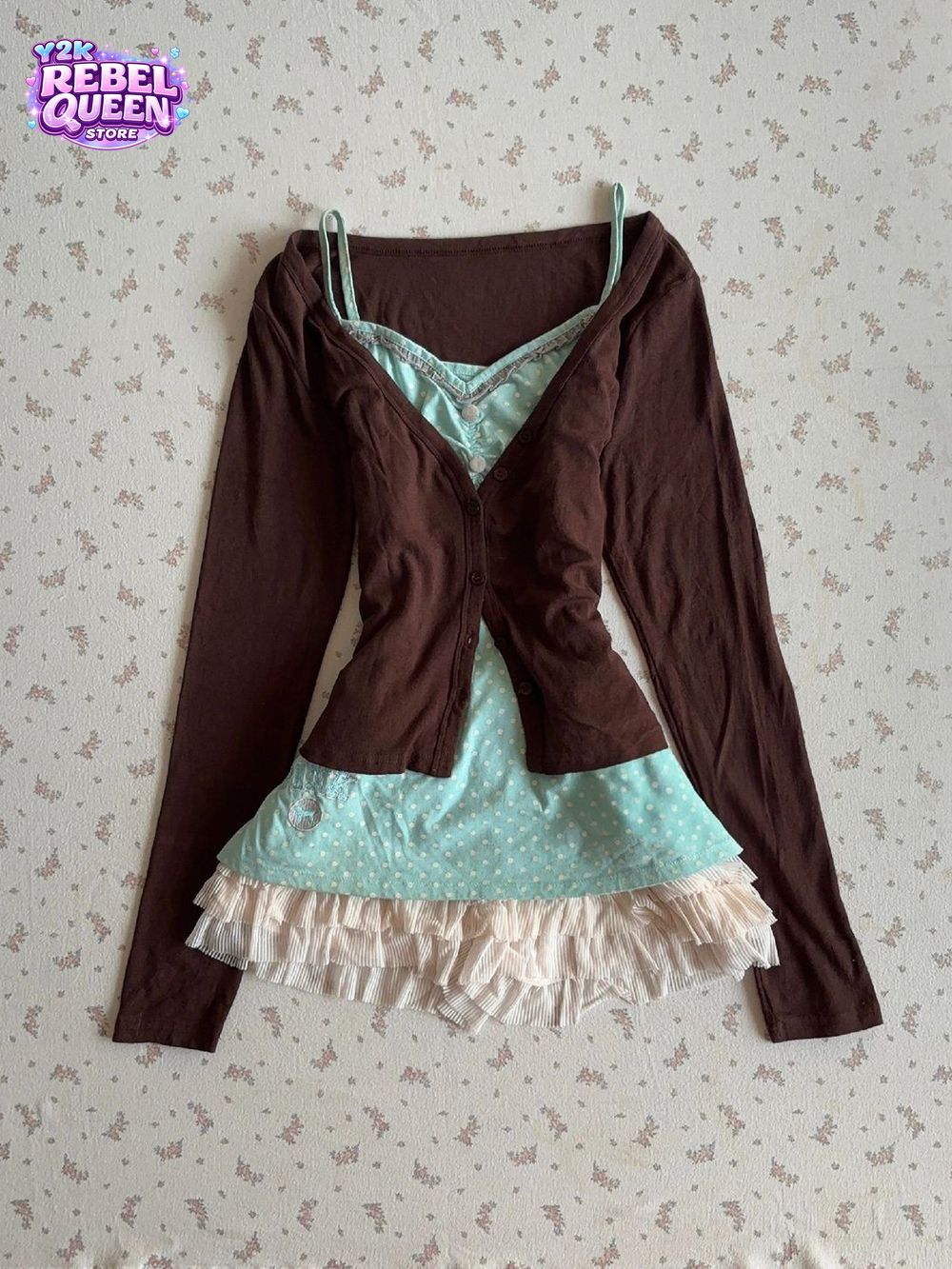 Elastic Lace Trim - Vintage Y2K Coquette Camisole Jurk Set