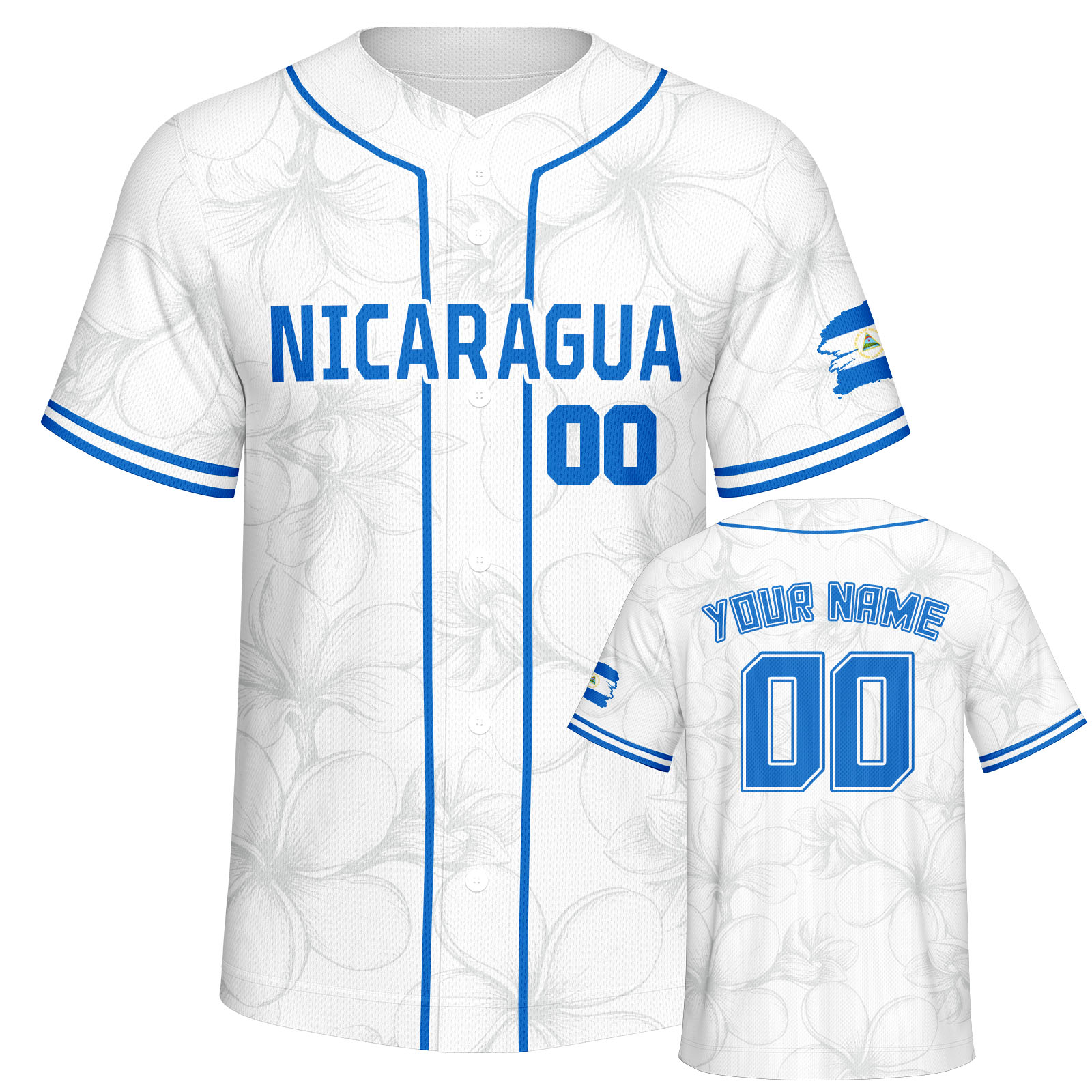 Embellish Knit - Gepersonaliseerd Nicaragua honkbaltenue met aangepaste naam,